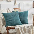 Fancy Homi 2 Packs Teal Euro Decorative Throw Pillow Covers 28x28 Inch by Fancy+Homi