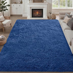 8x10 Area Rug Living Room Bedroom: Fluffy Plush Shag Carpet Blue | by Luxturiy