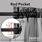 Simplebrand Black Sheer Curtains 63 Inch Length 2 Panels, Rod Pocket Solid - Image 2