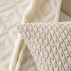 Set of 4 Grey White Taupe Decorative Throw Pillow Covers 26x26 Inch Corduroy - Image 6