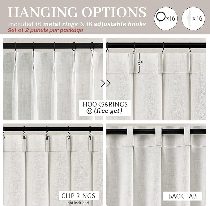 PleatedDrapes 102 Inch Long Curtains - Image 4