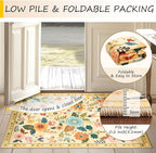 RELEANY Floral Washable Round 8ft Area Rug Ivory/Yellow | Flower Carpet Print - Image 4