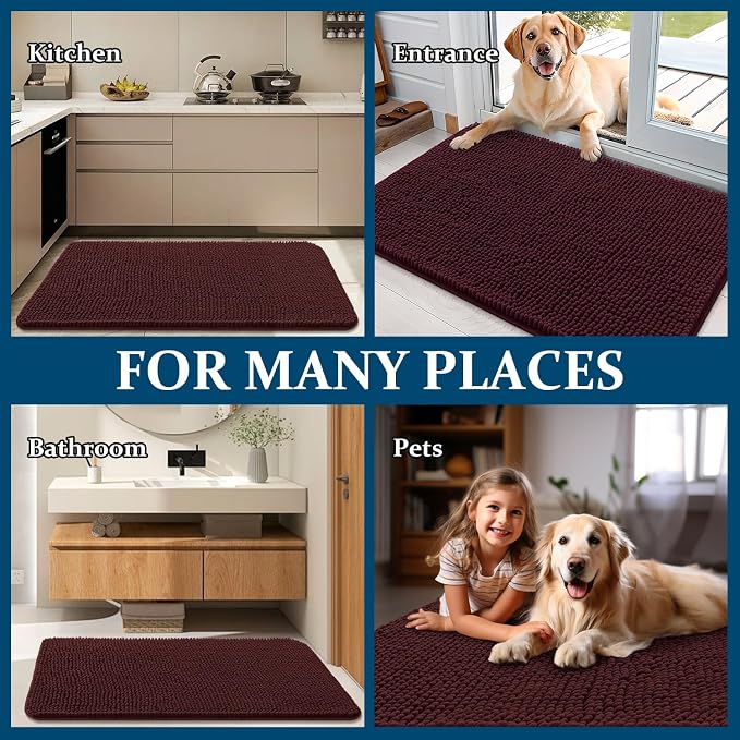 OLANLY Dog Door Mat for Muddy Paws 47x17, Super Absorbent Chenille Mud Mat | - Image 8