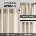MIULEE Beige Linen Curtains 52x63 Inch 2 Panels - Image 3