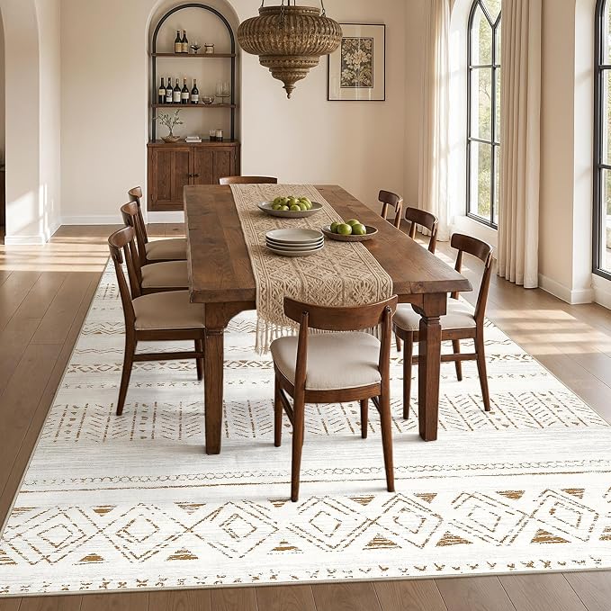 cotiled Boho 10x14 Area Rug for Living Room: Large Moroccan Washable Rug | - Image 7