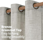 YoungsTex Dark Grey Linen Curtains 72 Inch Length - Image 4