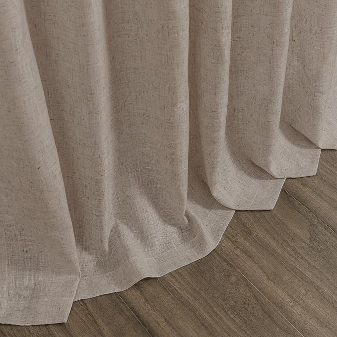 Ecru Linen Curtains for Living Room 98 Inches Long Light Filtering Semi Sheer - Image 8