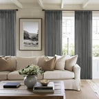 Dark Gray Linen Pinch Pleated Light Filter Curtains 102 Inches Long 2 Panels - Image 7