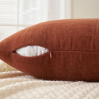 MIULEE Fall Rust Terracotta Chenille Couch Throw Pillow Covers, 18x18 | Set of 2 - Image 3