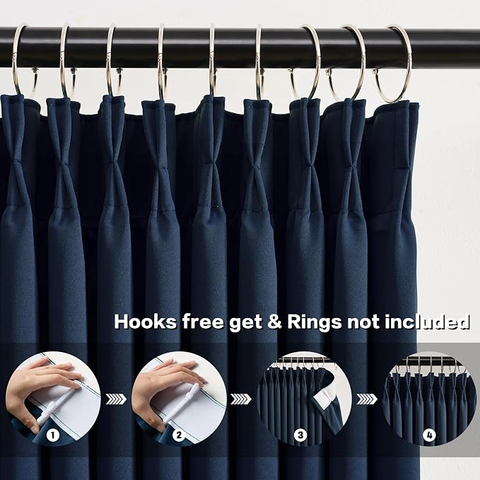 Navy Blackout Curtains 72 Wide x 90 inch Long 2 Panels - Image 2