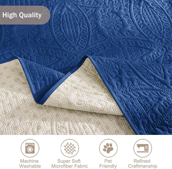 Blue Loveseat Covers for 2 Cushion Couch, Water-Repellent Sofa Slipcover for - Image 6