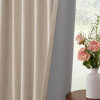 INOVADAY Linen Textured 100% Blackout Sliding Door Curtains 102x108 Oatmeal | 1 - Image 6