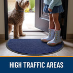 OLANLY Half Circle Front Door Mat 40x32, Waterproof Heavy-Duty Doormat | Blue - Image 7