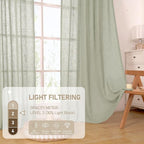 Sage Grey Linen Boho Curtains 68 inch Length 2 Panels, 52 x 68 Inch | Light - Image 4