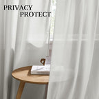 RYB HOME Farmhouse Boho Linen Sheer Curtains 90 inches Long - Image 4