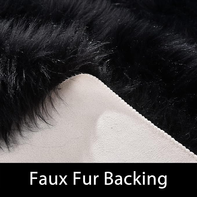 Latepis 10x14 Area Rugs for Living Room Black Fur Faux Sheepskin Rug Large - Image 4
