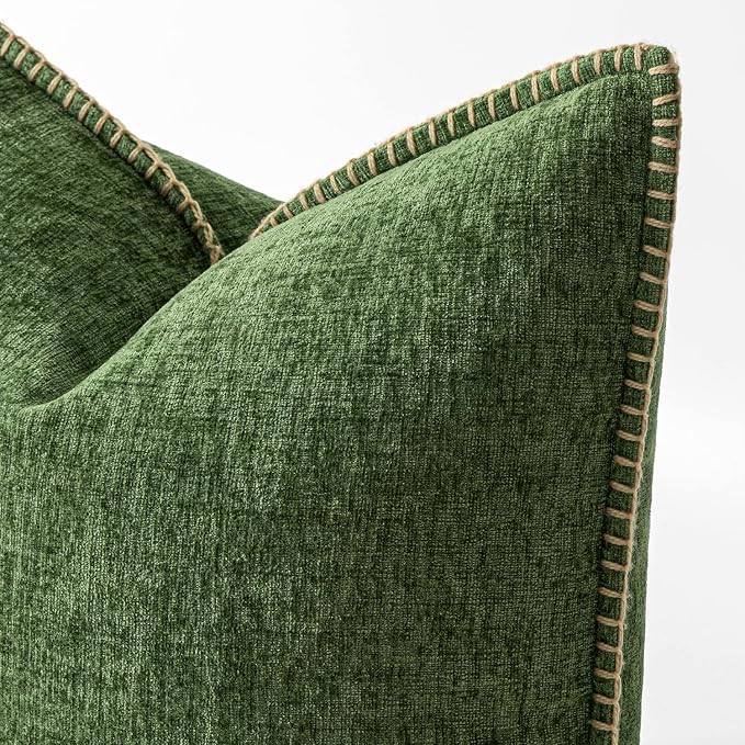 MIULEE Decorative Euro Sham Pillow Covers 26x26 Inch Forest Green 2 Pack | - Image 2