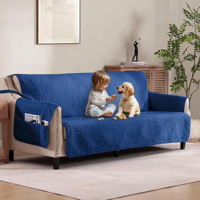 Soft Quilted Couch Cover with Pockets by Pamhaven