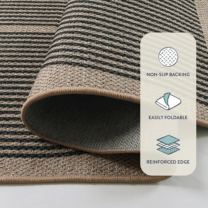 Lahome Enfys Modern Rainbow Easy Jute Office Rug, Outdoor Patio Rug 4x6 - Image 4