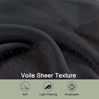 Black Sheer Curtains 72 Inches Long 2 Panels Set, Transparent Voile Sheer - Image 3