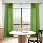 Lime Green Linen Blend Light Filtering Back Tab Curtains 102 Inches Long - Image 6