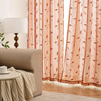 MIULEE Burnt Orange Sheer Fall Curtains 2 Panels Leaf Patterned, W52 x L63 | - Image 3