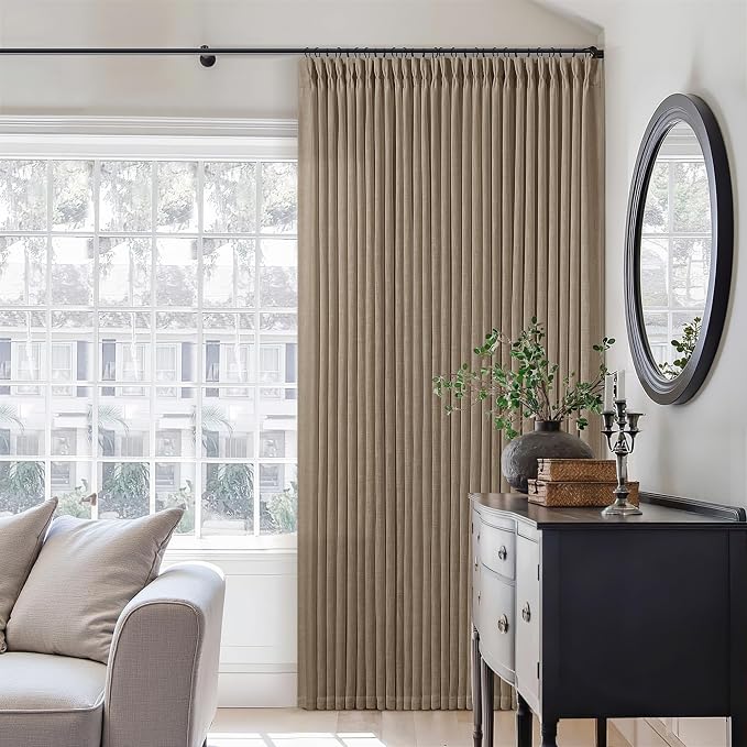 Latte Semi Sheer Pleated Linen Curtains - Image 7