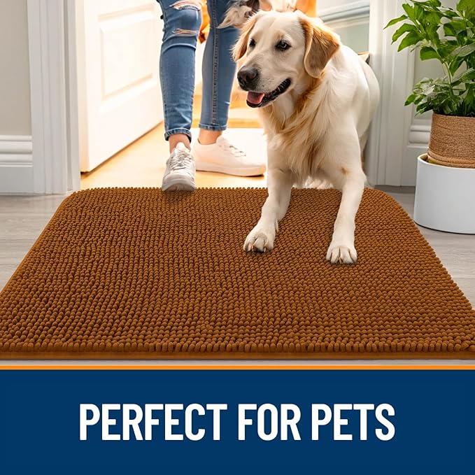 OLANLY Dog Door Mat for Muddy Paws 32x20, Super Absorbent Chenille Mud Mat | - Image 6
