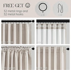 Topfinel Oatmeal Linen Blackout Curtains 96 Inches Long 8 FT Tall 2 Panels - Image 4