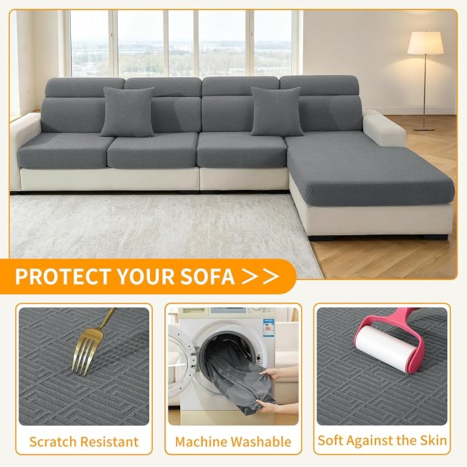 XINEAGE Couch Cushion Covers, Loveseat Seat Slipcovers - Image 6