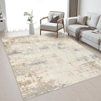 5x7 Area Rug Living Room: Modern Washable Soft Carpet Beige Brown | by FXRHLP