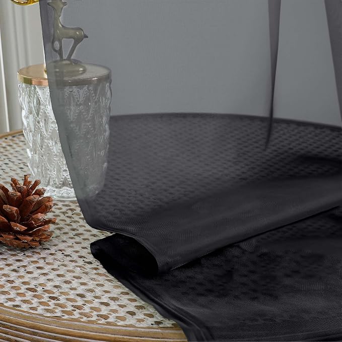 Black Sheer Curtains 68 Inch Length 2 Panels Set - Image 6