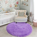 Amdrebio Purple Fluffy Round Circle Area Rug 4Ft - Image 7