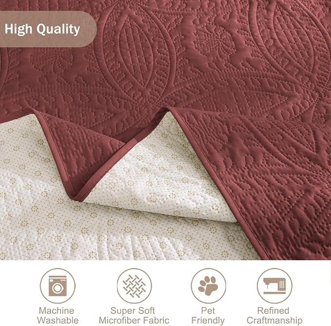 Soft Quilted Couch Cover with Pockets - Image 6