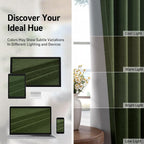 100% Blackout Linen Textured Curtains 90 Inch Long, Loden | 100% Blackout Shield - Image 7
