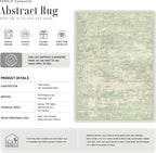 10x14 Area Rug Living Room: Modern Washable Soft Carpet Green Cream | - Image 2