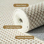 Hallway Runner Rug Extra Long Kitchen Runner Washable Beige 2x8 ft | Boho Woven - Image 5