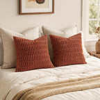 MIULEE Fall Corduroy Decorative Throw Pillow Covers 20x20 Rust Pack of 2 | - Image 5