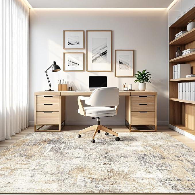 LOONGRUG 5x8 Area Rug Washable Neutral Modern Abstract Living Room Rugs | Soft - Image 8