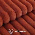 decorUhome Fall Faux Fur Throw Pillow Covers 26x26 Set of 2 Rust | Decorative - Image 2