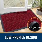 OLANLY Front Door Mat Outside 59x34, All-Season Absorbent Rubber Doormat | Wine - Image 4