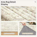 Soalmost 8x10 Area Rugs Large Washable Living Room Rug Non-Slip Beige/Brown | - Image 6