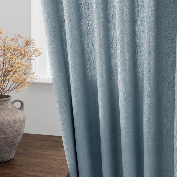 Light Blue Linen Curtains 72 Inch Length - Image 4