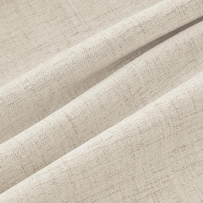MIULEE 100% Blackout Linen Curtains 42 x 84 Inch Light Ivory 2 Panels | Thermal - Image 9