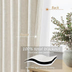 Extra Wide 100% Blackout Linen Curtains - Image 4