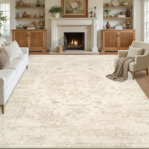 10x14 Area Rugs Living Room: Bedroom Washable Carpet Beige/Brown | Large by Luxturiy