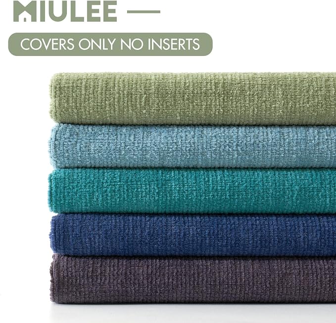 MIULEE Navy Blue Chenille Couch Euro Throw Pillow Covers, 22x22 | Set of 2 - Image 8