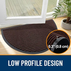 OLANLY Half Circle Front Door Mat 33x21, Waterproof Heavy-Duty Doormat | Brown - Image 4