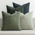 MIULEE Decorative Chenille Euro Pillow Covers Green Navy 22x22 Pack of 4 | by MIULEE