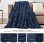 BEDELITE 3D Ribbed Jacquard Navy King Size Blankets - Image 8